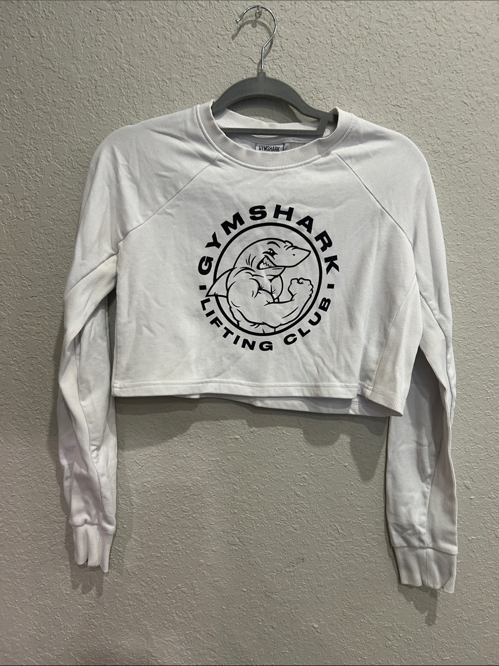Gymshark White Cropped Lifting Club Sweatshirt